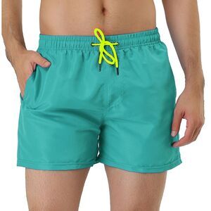 Swim Shorts Summer Drawstring Waist Color Mesh Lining Swimming Board Shorts